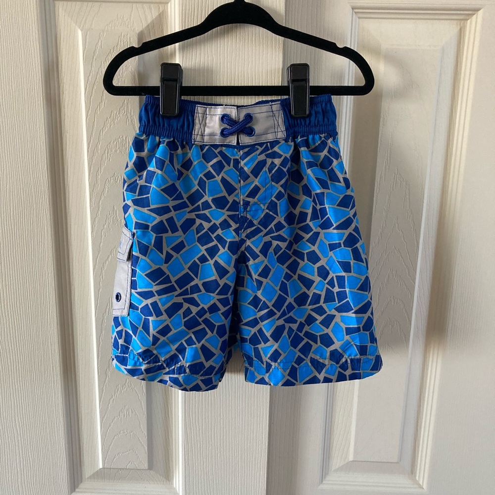 UV Skinz Boys Gray & Blue Swim Trunks